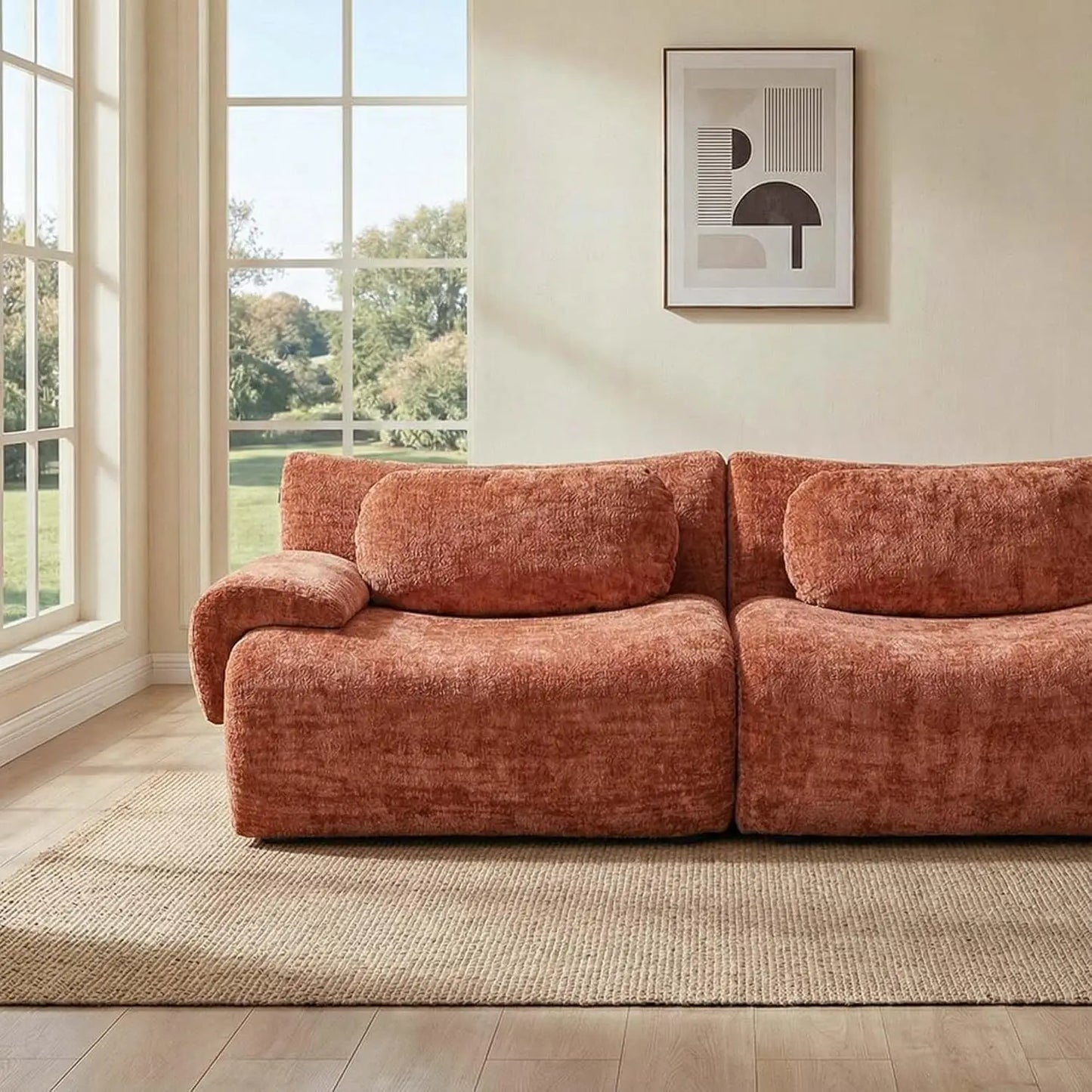 72" Loveseat Cloud Couch Sofa, Modular Boneless Sectional with Memory Foam, 2 Seater Chenille Sofas No Assembly,, Customized