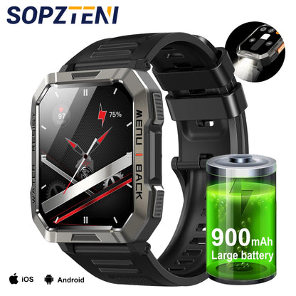 Waterproof W60 Outdoor Smart Watch with Emergency Lighting 2.01'' HD Display 900mAh Large Battery Smartwatch for Women Men Gifts