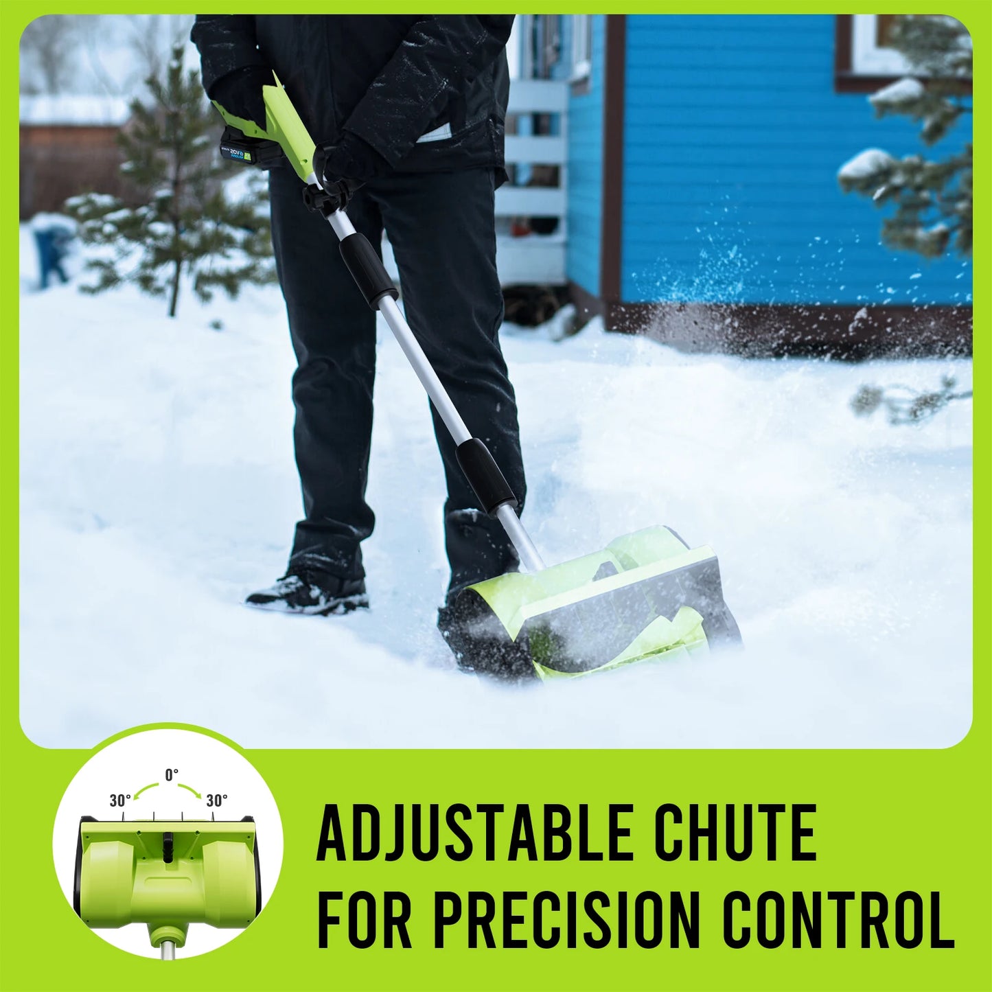 Deli STEELITE 21V 12" Cordless Snow Shovel w/4.0Ah Battery, 20' Throw - Electric Snow Blower for Driveway/Sidewalk