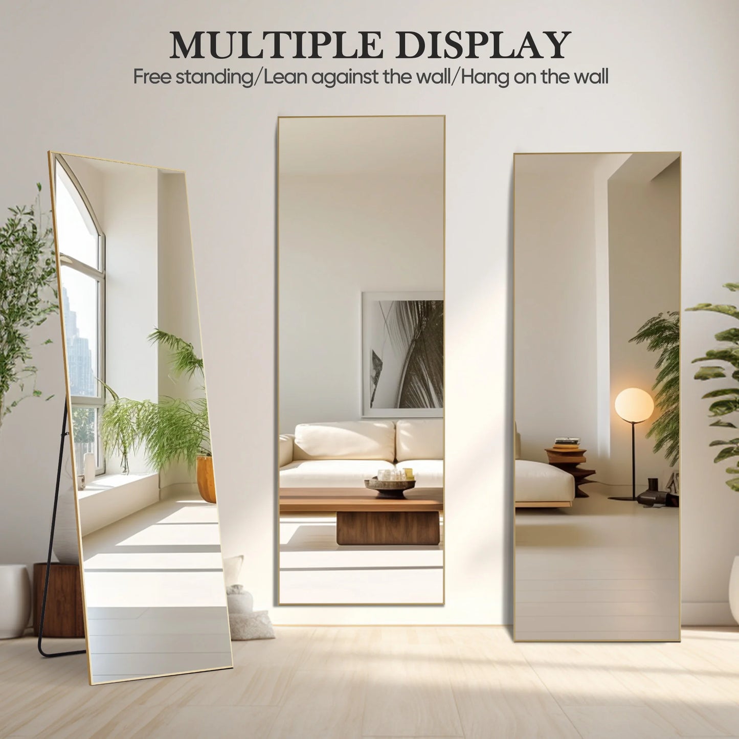 JHK 71"x26" Full Body Wall Mirror Standing Hanging or Leaning Wall-Mounted Mirrors with Stand Aluminum Alloy Frame Living Room