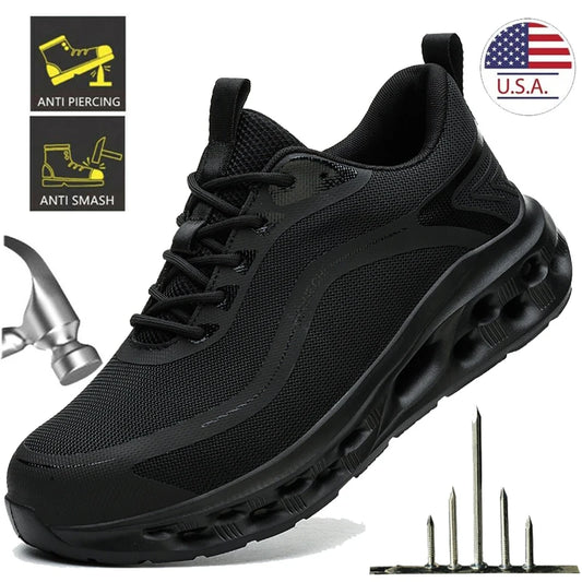 Men's Safety Shoes Anti-Impact Anti-Piercing Lightweight Work Boots Lightweight Breathable Sporty Design for Outdoor Work Shoes