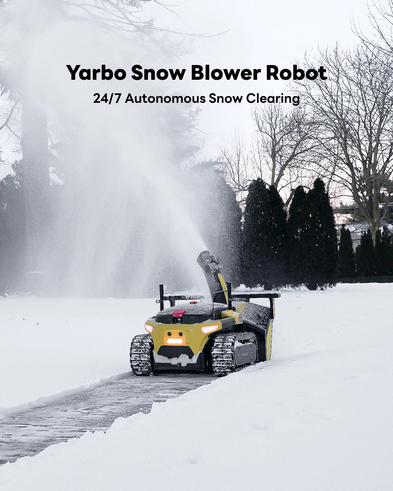 YARBO 24/7 Autonomous Robot Snow Blower with 2-Stage, 12" Intake Height, 6-40ft Throwing Distance for Driveway & Sideway