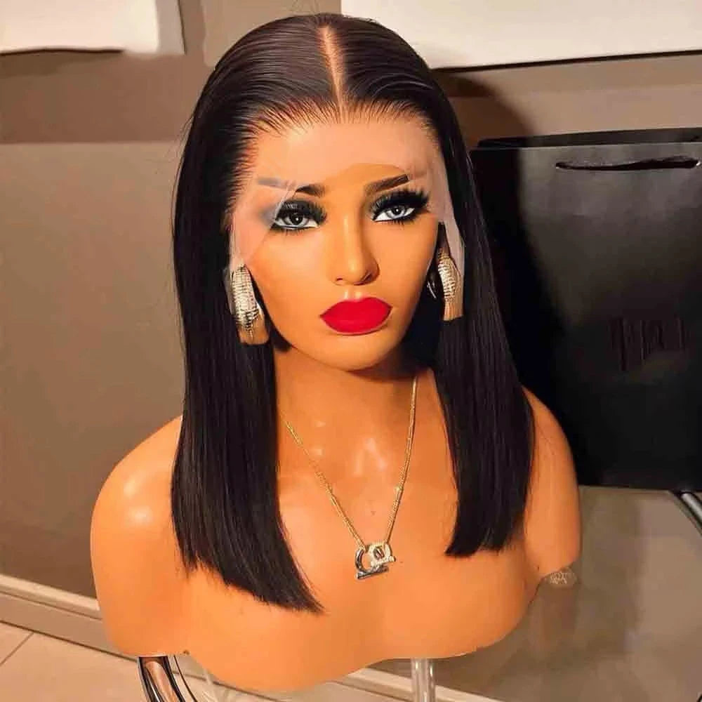 100% Human Hair Wigs Glueless 13x4 Lace Front Wig 13x6 Transparent Lace bob Wigs 16 inch Short Straight Bob Wigs For Women