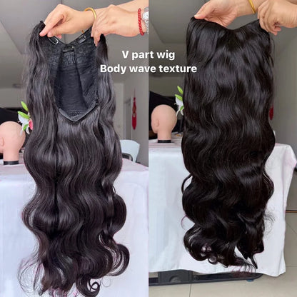 V Part Wigs Human Hair Body Wave Glueless Wigs Human Hair 100% Half Wigs With Clip In 5X5 Hd Lace Closure Wig Beginner Friendly