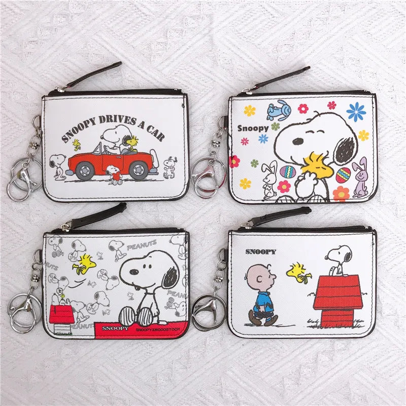 Snoopy Coin Purses Charlie Brown Cute Wallet Women Leisure Woodstock Zipper Card Holder Coin Pouch Lady Cases Giirls