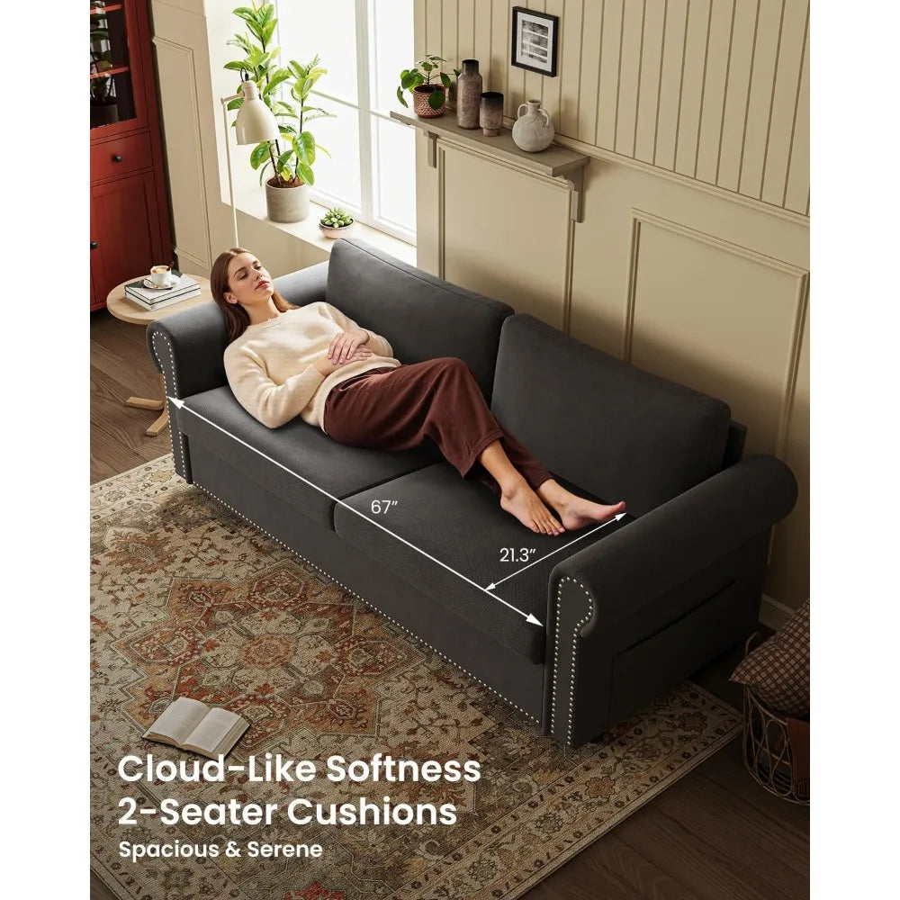 Queen Pull Out Sofa Bed | 83" Large Sleeper Sofa with Queen Size Mattress | 2-in-1 Convertible Loveseat Sofa-Bed with,Customized