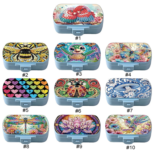 Mushroom 5D DIY Diamond Painting Dot Pill Case Diamond Painting Medicine Box 6 Grid Moisture-proof Pill Organizer for Art Craft