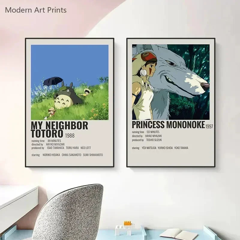 Japanese Hayao Miyazaki Anime Totoro Spirited Away Movie Cartoon Wall Art Canvas Painting Wall Pictures for Living Room Decor