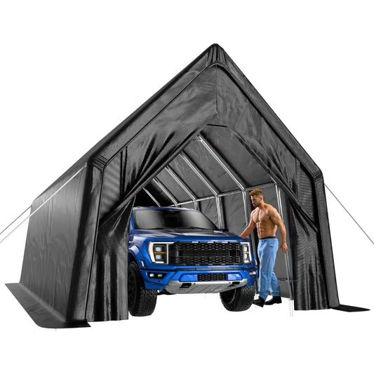 Portable Garage, 13 x 24 FT Heavy Duty RV Carport Canopy, Reinforced Steel A-Frame Truck Ports, Weatherproof All-Cover Outdoor M