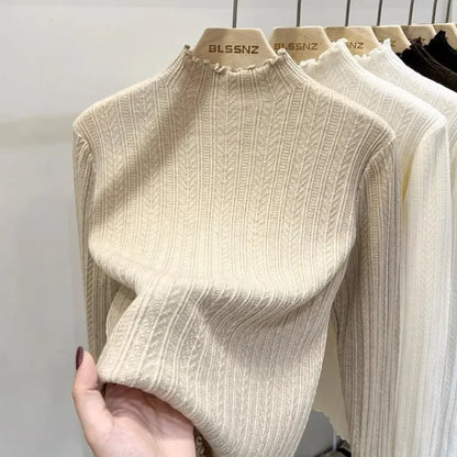 Autumn Winter chic Bottom Sweaters Women Fashion Turtleneck Pullover Slim Long Sleeve Knitted Jumpers Soft Warm Pull Femme Top