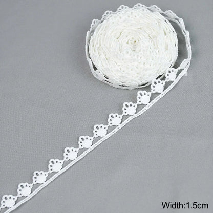 5Yard/rol White Lace Ribbon Tape Fabric Wedding Decoration Gift Wrapping Embroidered Lace Trim DIY Clothes Sewing Craft Supplies