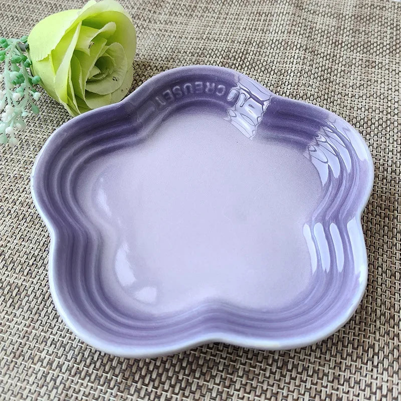Plum Blossom Small Plate 5.5Inches 14cm Rainbow Sauce Plate Flower Shaped Pet Gradual Spike Bone Plate Tableware Ceramic Dishs