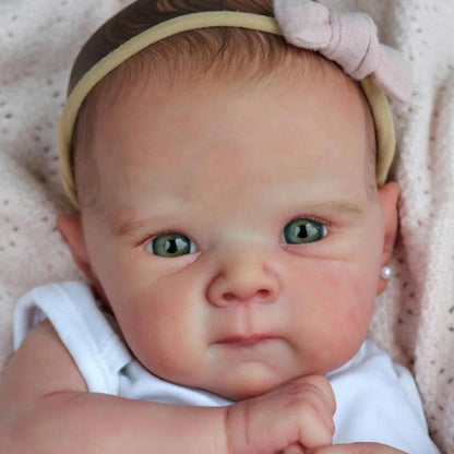 Risbecko 18"/45cm Realistic Reborn Girl Baby Doll Full Body Vinyl Silicone 3D Hand Painted Newborn Gift Birthday Gift Christmas