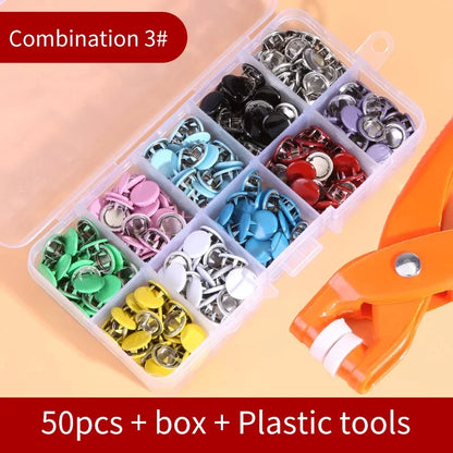 Snap Button Kit With Hand Pressure Pliers 50pcs 100pcs Snaps , Metal Snaps For Sewing, Sewing Snaps For DIY Crafts Clothes Hats