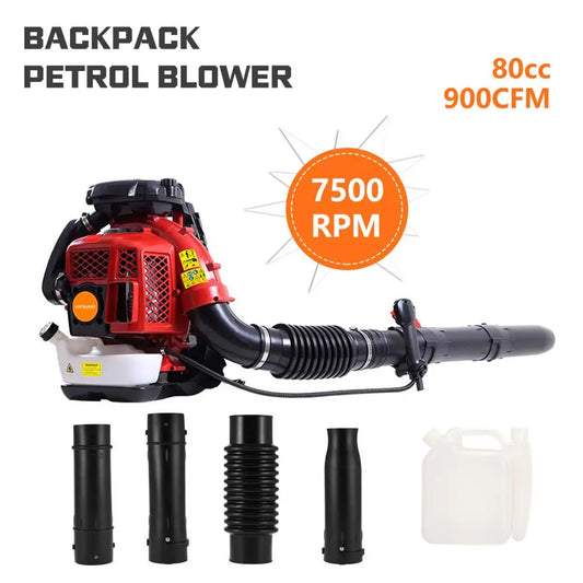 1Set 2-Stroke Engine Snow Blower 900CFM Air Volume 2.3L Tank Leaf Blower Strong Wind Force 80CC Gas Powered Backpack Snow Blower