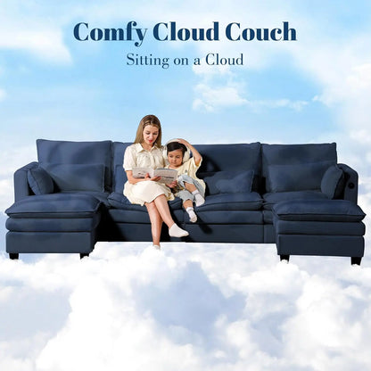 L Shaped Couch Sectional Sofa Comfy Cloud Couch for Living Room, Deep Seat Modular Sectional Sofa with Padded, Customized