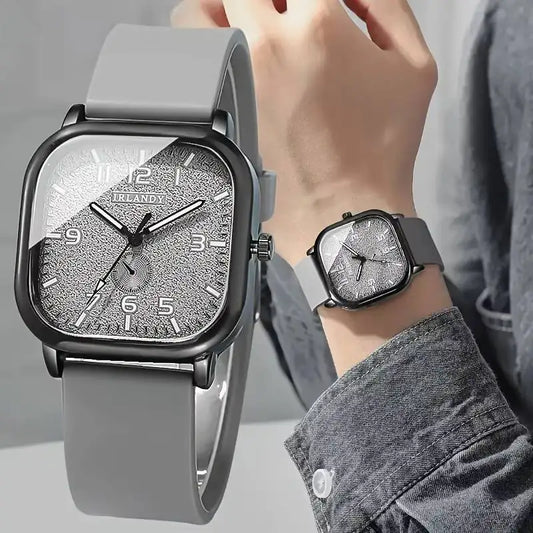 Fashion Square Women Quartz Watch Casual Silicone Strap Sports Wristwatch For Men Women Students（Without Box）