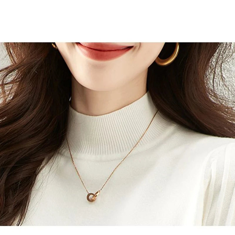 Women Half High Collar Base Sweater Autumn And Winter Casual Solid Knitted Tops Pit Stripe Long Sleeved Pullover Sweaters