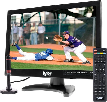 14' Portable TV LCD Monitor 1080P Rechargeable with HDMI, USB, RCA, FM Radio, Digital Tuner, AV Inputs, AC/DC, Antennas