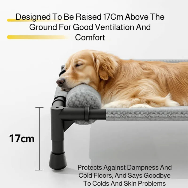 Medium and Large Cat Dog Off-the-ground Pet Bed Winter Removable and Washable Breathable Mesh Pet Bed Moisture-proof with Pillow