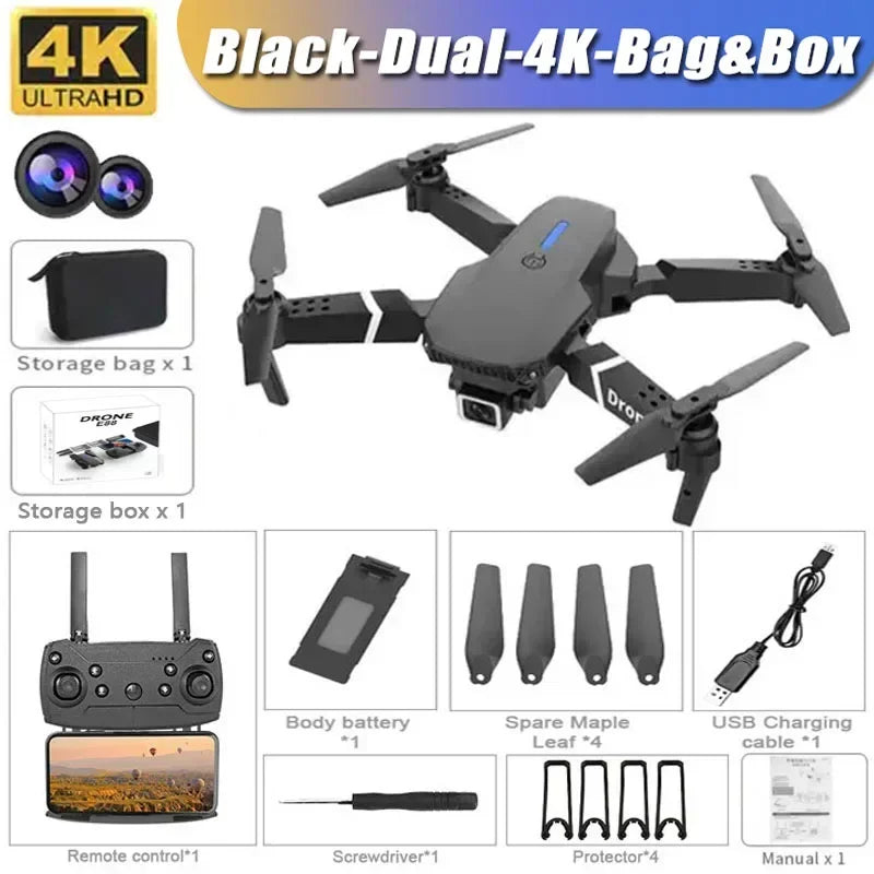 2025 E88Pro RC Drone 4K Professinal With 1080P Wide Angle HD Camera Foldable Helicopter WIFI FPV Height Hold Gift Toy