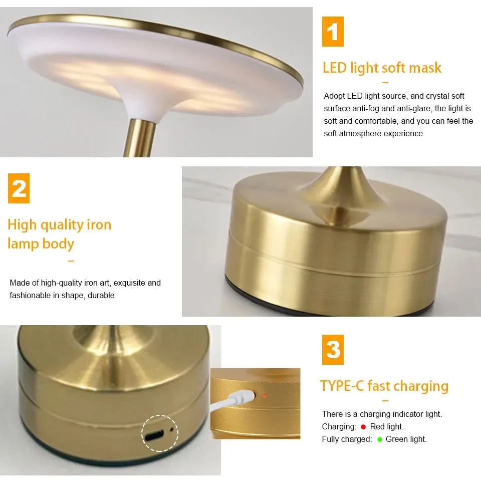 LED Table Lamp Touch Sensor Desktop Night Light USB Rechargeabl Portable Bedroom  Reading Lamps Decor Light