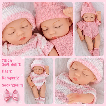 Mini 7Inch Reborn Doll 2Pieces Clothes Sleeping Baby Doll 19cm Born Dolls Baby Toys Sweater Jumpsuite The Best Gift for Girls