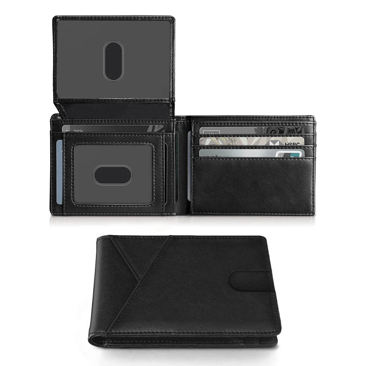 RFID Carbon Fiber Ultra-thin Trifold Wallet Simple Front Pocket Design Wallet Multi-function Portable 8 Card Slots Men's Wallet