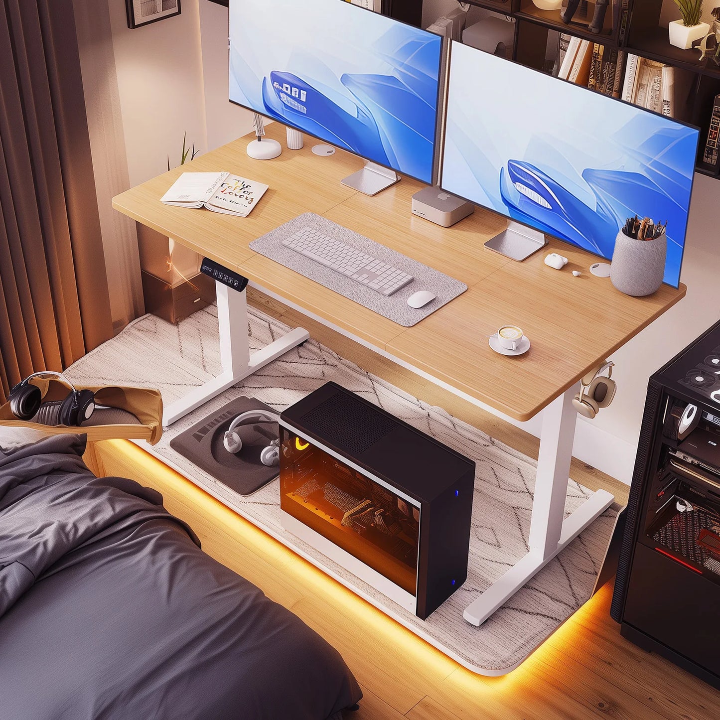 MCQ Electric 63x24 Inch Standing Office Computer Desk Ergonomic Height Adjustable Gaming Table for Home Office Use Workstation