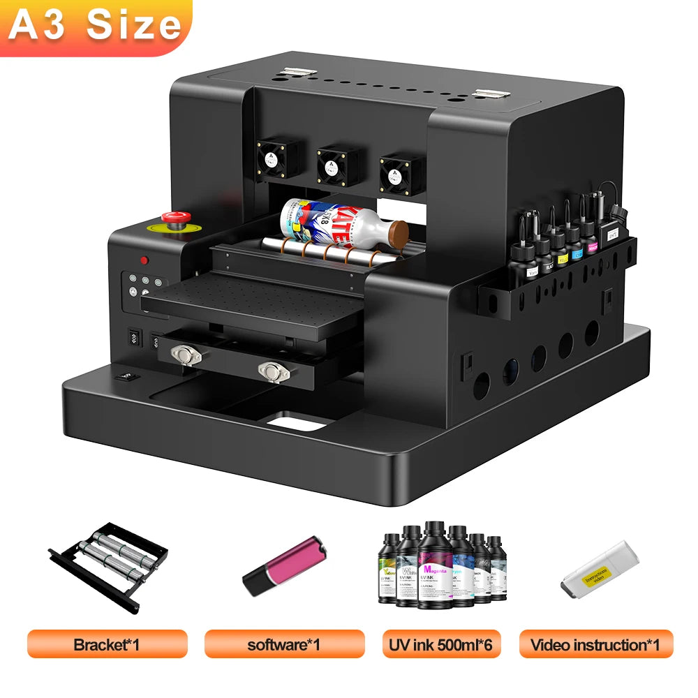 A3 UV DTF Printer For Epson L805 UV DTF Flatbed Printer Machine A4 UV Sticker Printer For Bottle Wood Metal A4 UV Printer