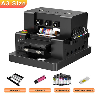 A3 UV DTF Printer For Epson L805 UV DTF Flatbed Printer Machine A4 UV Sticker Printer For Bottle Wood Metal A4 UV Printer