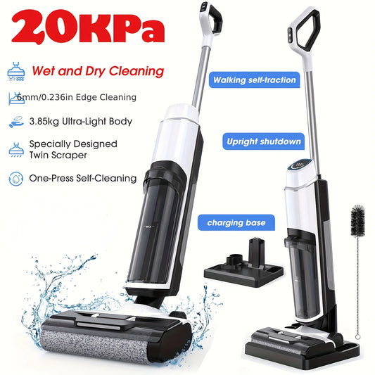 3-in-1 Cordless Wet Dry Vacuum Cleaner & Mop Combo, 20KPa Vacuum Suction Power, Self-Cleaning with One Click,for Home Cleaning