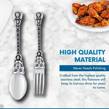 Creative Party Decor Fork and Spoon Set Skull Angel Mermaid Cutlery Stainless Steel Fork Spoon Halloween Party Dinner Cutlery