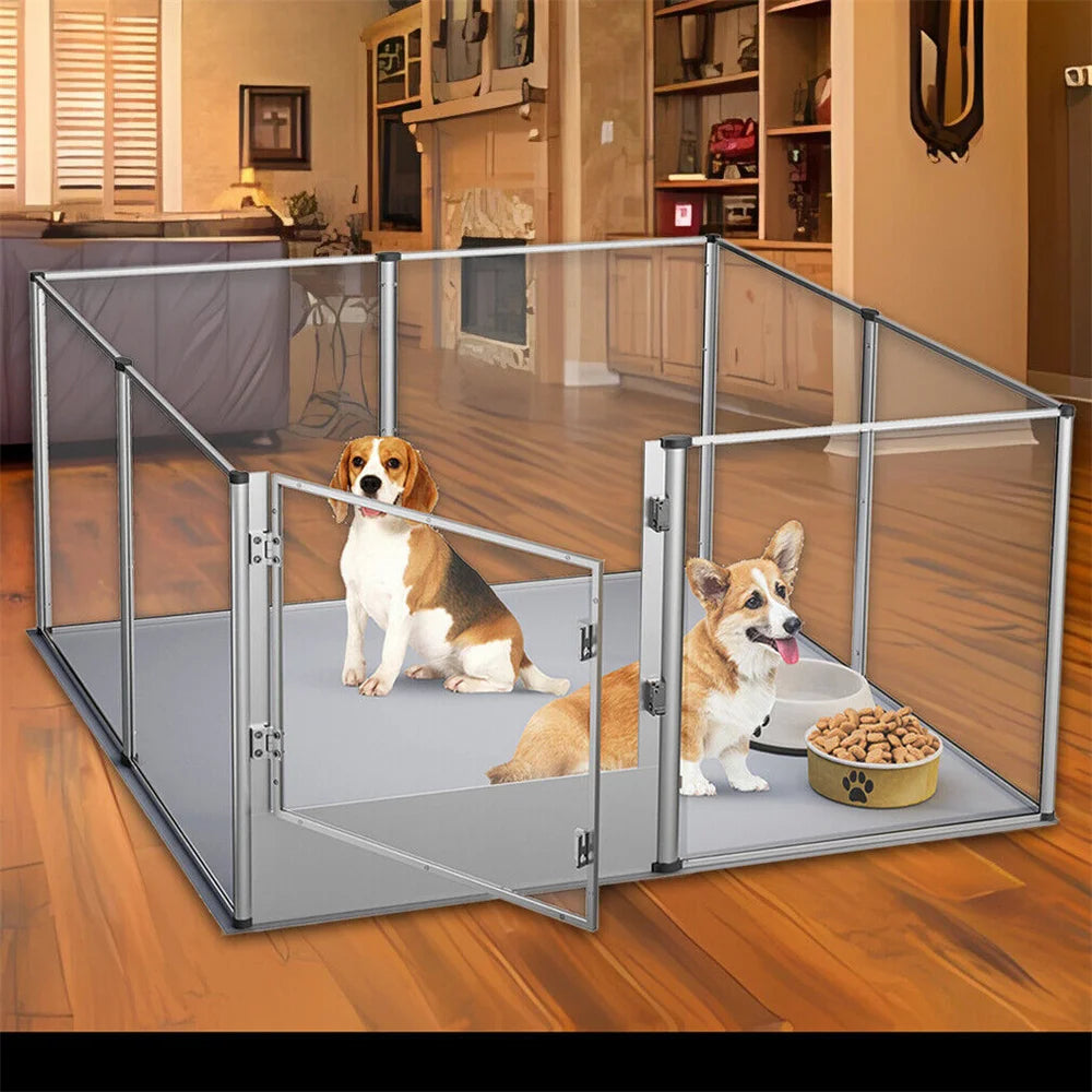 XXL Acrylic Dog Playpen Clear Exercise Enclosure Pet Animal Bunny Ferret Dog Cage Pet Whelping Box with Waterproof Fertility Pad
