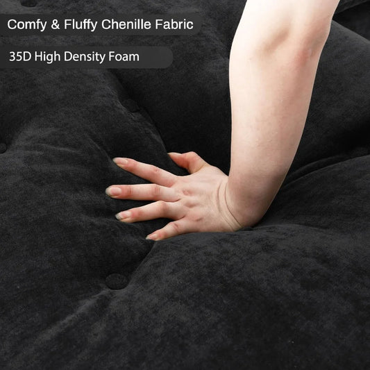 134"U Shaped Sectional Couches for Living Room,Oversized Modular Sectional Fluffy Couch with Chaise Lounge & Tufted Buttons