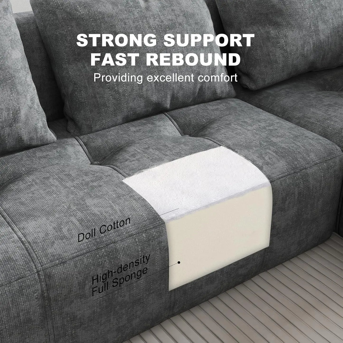 105" Modular Sectional Couches for Living Room, Cloud Sectional Couch with Deep Seat, Convertible L-Shape Couch,, Customized