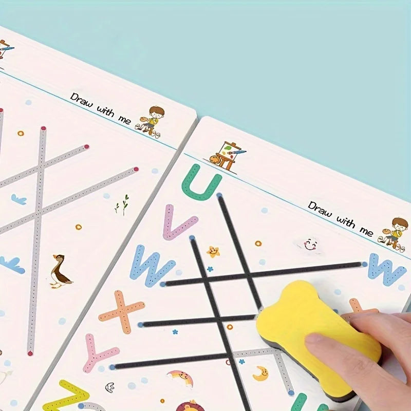 Reusable Pen Control Training Book for Children Magical Tracing Workbook Montessori Educational Calligraphy Practice Copybook