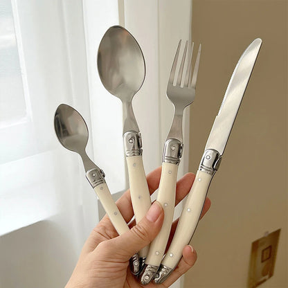 Vintage Dinnerware Steak Knife Fork Spoons Teaspoon Cutlery Stainless Steel Restaurant Flatware Dinner Set Kitchen Tableware