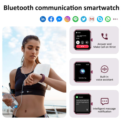 IOWODO R50 Waterproof Smart Watch 1.85'' HD Screen BT Calls SpO2 Heart Rate Monitor Men Women Smartwatch with 100 Workout Modes