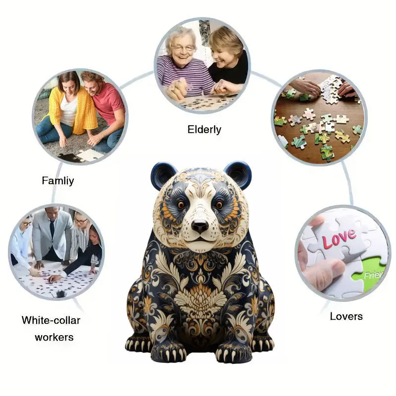 Panda Wooden Jigsaw Puzzles Adult, Teens, Family, Animal Shaped Natural Wood Puzzle, Best Christmas Gift And Family Games Magic