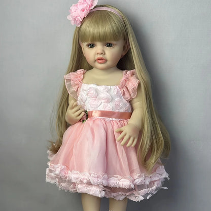 1pc 22in/55cm Reborn doll, teen full body soft vinyl lifelike can stand Princess Girl Doll Teen Babe Teen birthday gift