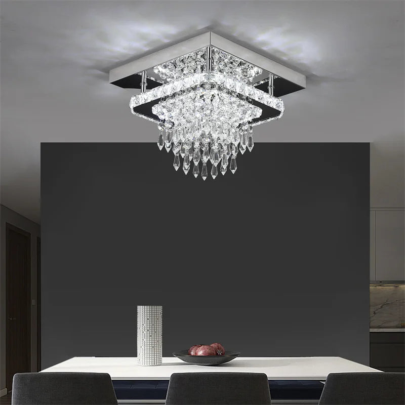Modern Luxury Crystal Lamp LED Ceiling Pendant 2nd Floor Hall Indoor Chandelier Home Decoration Kitchen Lighting Simple Dimmer