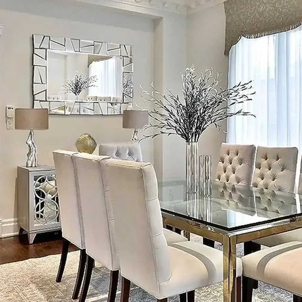 Decorative Wall Mirror 36" x 24" with Uneven Glass Frame Beveled Edge Environmentally-friendly Large Modern Mirror Bathroom