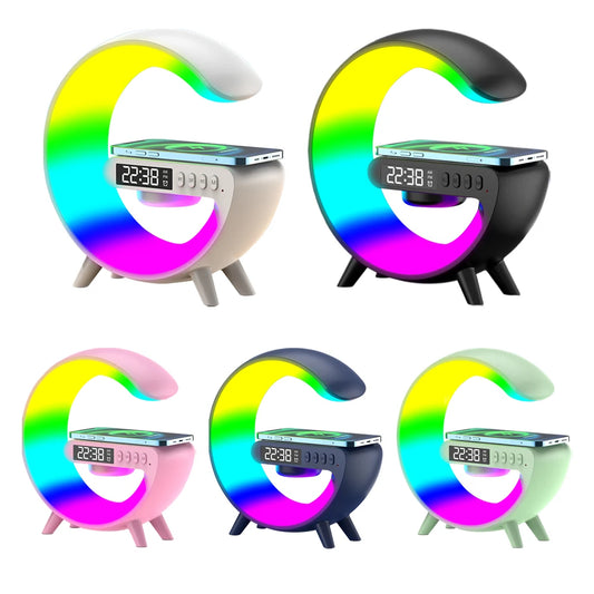 Wireless Speaker Charger Table Lamp with Alarm Clock Charging Function Night Light LED Table Lamp for Living Room Bedroom
