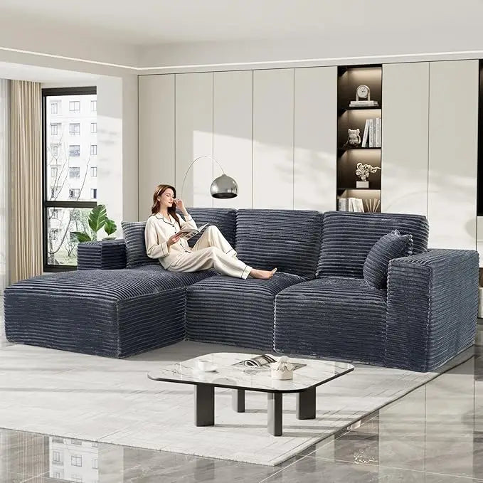 108" Comfy L Shaped Sectional Couches, Modular Sectional Sofa Boneless Cloud Couch for Living Room, Modern Deep Seat Cozy