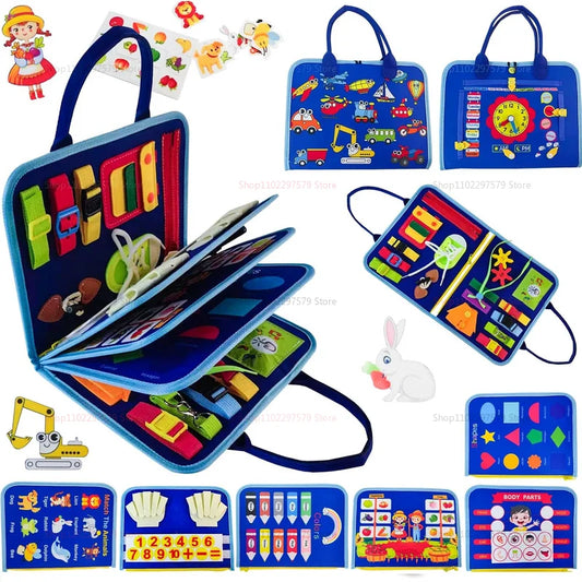 New Busy Board for Toddlers Sensory Toy Buttons Laces Develop Fine Motor Skills Travel-Friendly Learning Activity Board for Kids