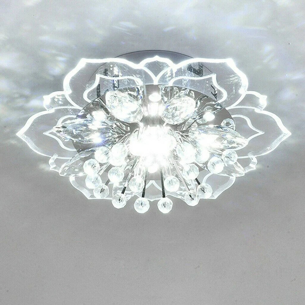 Modern 9W LED Crystal Chandelier Pendant Flower Shape Lamp Interior Hallway Bedroom Decoration Lighting Lights