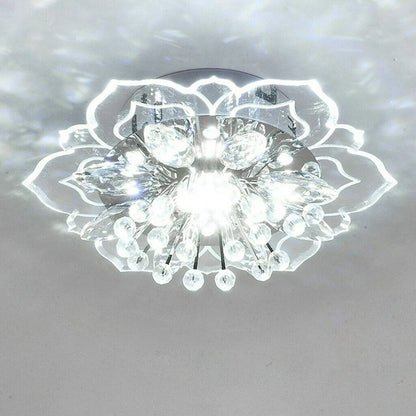 Modern 9W LED Crystal Chandelier Pendant Flower Shape Lamp Interior Hallway Bedroom Decoration Lighting Lights