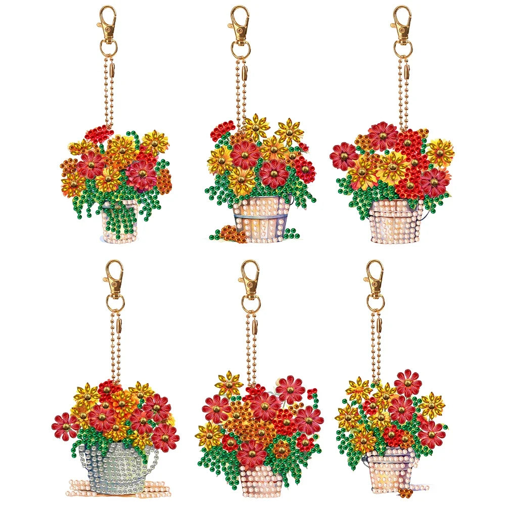 5/6PCS Diamond Painting Art Keychains Full Drill Keyring Butterfly Owl Double Sided Pendant Rhinestone Painting Pendant Ornament