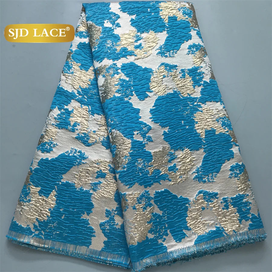 SJD LACE African Lace Fabric 2025 High Quality French Gild Brocade Jacquard Lace Fabric For Women Wedding Party Dresses Sew 3464